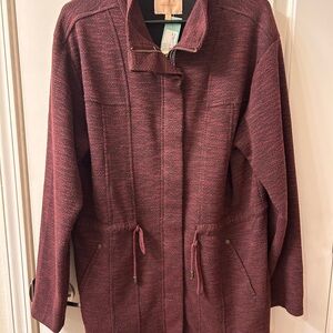 Skies Are Blue Burgundy Utility Jacket Textured Design